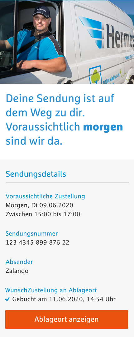 The redesigned tracking status on a smartphone