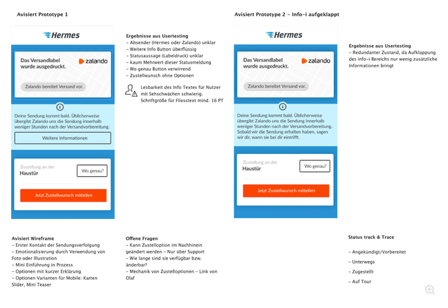 Internally created wireframe prototype used in the first usability testing round