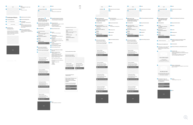 Wireframe journey with the insights and learnings from the first usability testing round